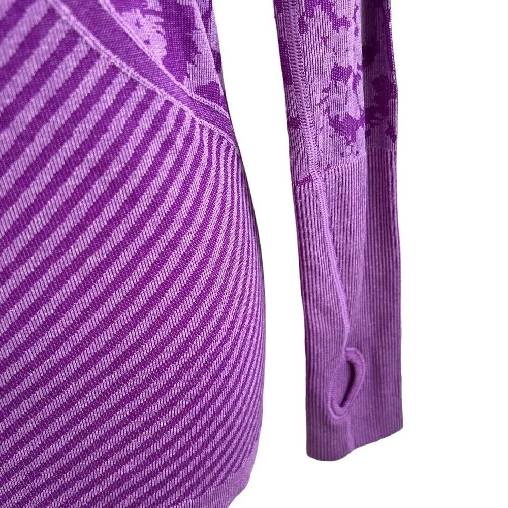 Lululemon Swiftly Tech Long Sleeve Top Women's Size 4 Purple Camo Running Yoga